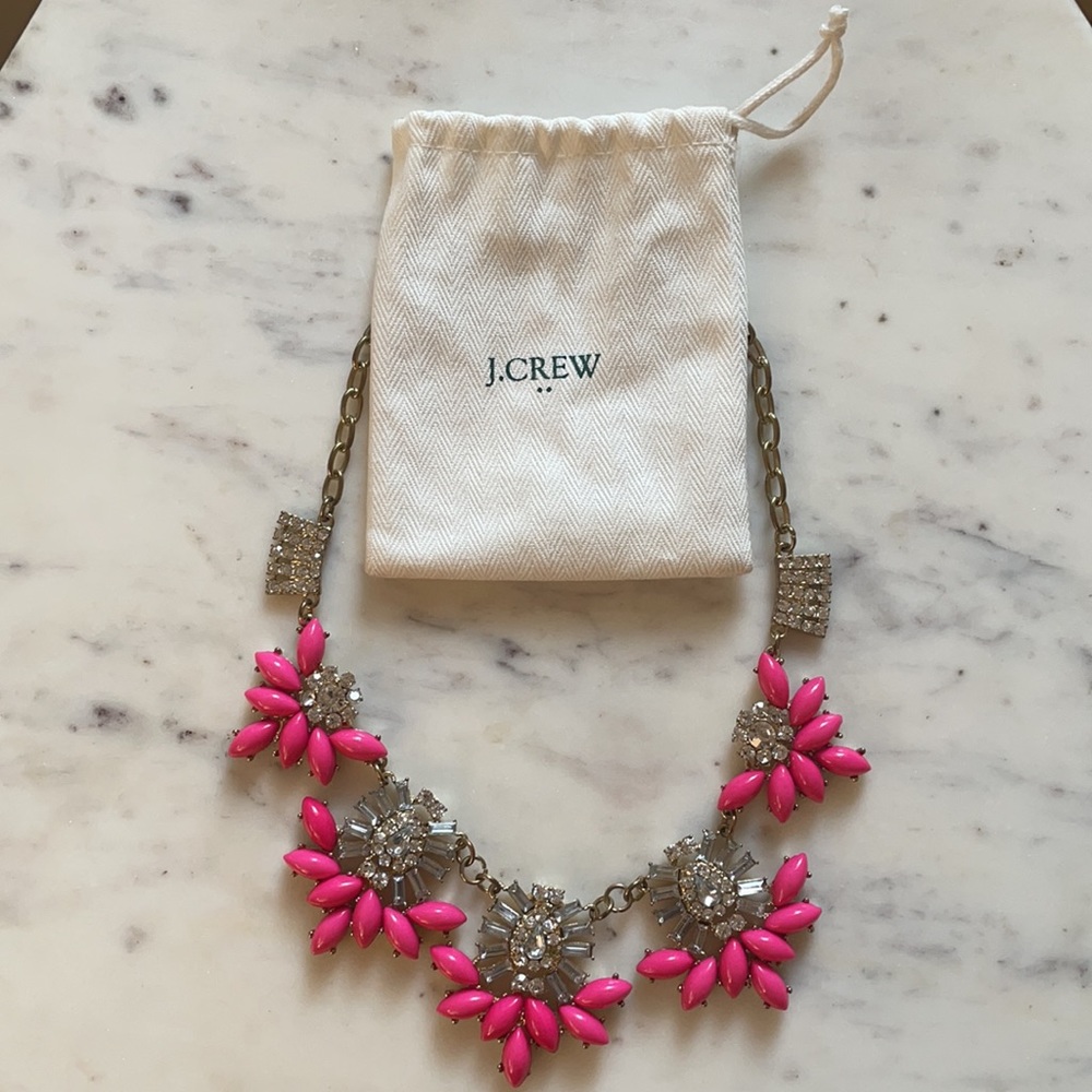 J. Crew Bling! ✨ Neon pink and rhinestone necklace